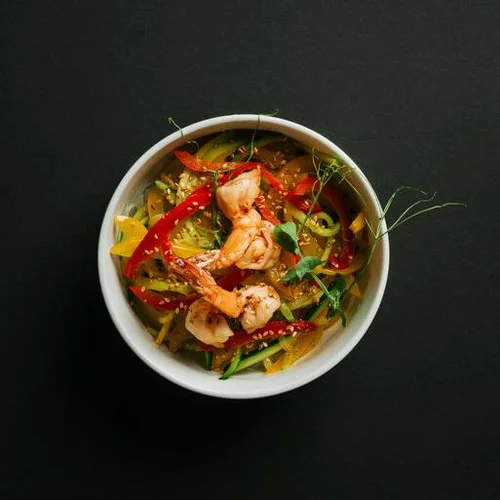 Салат фунчоза с креветками